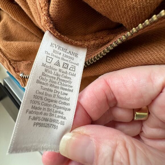 Everlane The Denim Short Coverall Organic Cotton Brown Rust Romper 6 - Picture 11 of 14